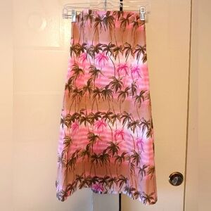 ROBIN JORDAN Strapless Pink Palm Tree Beach Mini Dress Y2K Spring Summer- Size 6